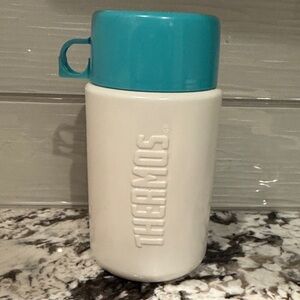 Thermos Aqua and White Insulated Bottle Vintage